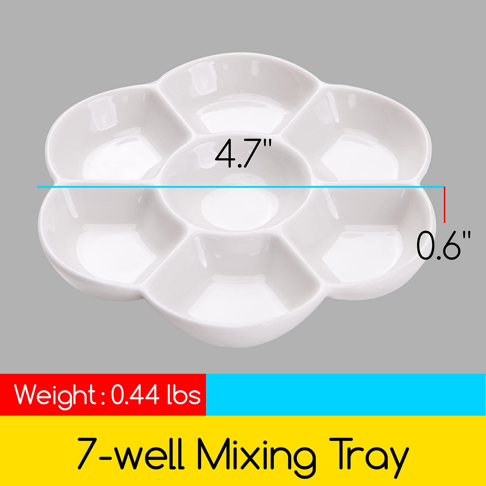 6 Well Ceramic Mixing Palette With Big Flat Area for Mixing. Large