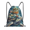 thumbnail image 1 of KLL Colorful Plant Turtle Pattern Drawstring Backpack,Adult Sackpack Sports Yoga Gym Bag for Women Men for Wet Swimming,Gym,and Workout Gear-Medium, 1 of 6