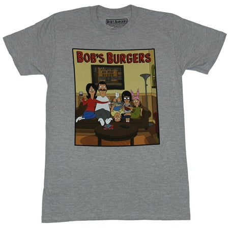 Bob's Burgers Mens T-Shirt  - Couch Sitting Photo Group Image (X-Large,
