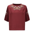 thumbnail image 4 of Ruimatai Women's Linen T-Shirt Short Sleeve Solid Color Top Breathable Soft Comfortable Casual Summer Blouse, 4 of 5