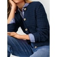 thumbnail image 5 of Women'S Knit Cardigan Sweaters Casual Long Sleeve Open Front Button Down Trendy Jackets Outerwear Navy Blue M, 5 of 8