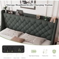thumbnail image 5 of Feonase Queen Bed Frame with 4 Storage Drawers, Upholstered Storage Bed with Charging Station, Tufted Wingback Headboard, No Box Spring Needed, Dark Grey, 5 of 7