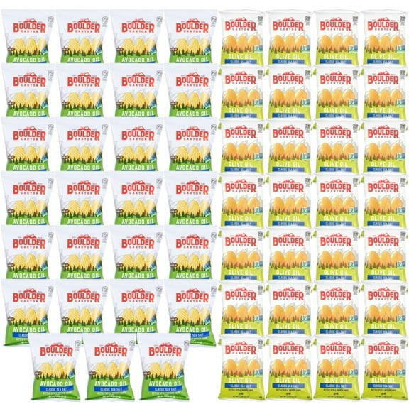 Boulder Canyon Avocado Oil & Olive Oil Classic Sea Salt Kettle Style Potato Chips, 1.25 Ounce Bag, 55 Count