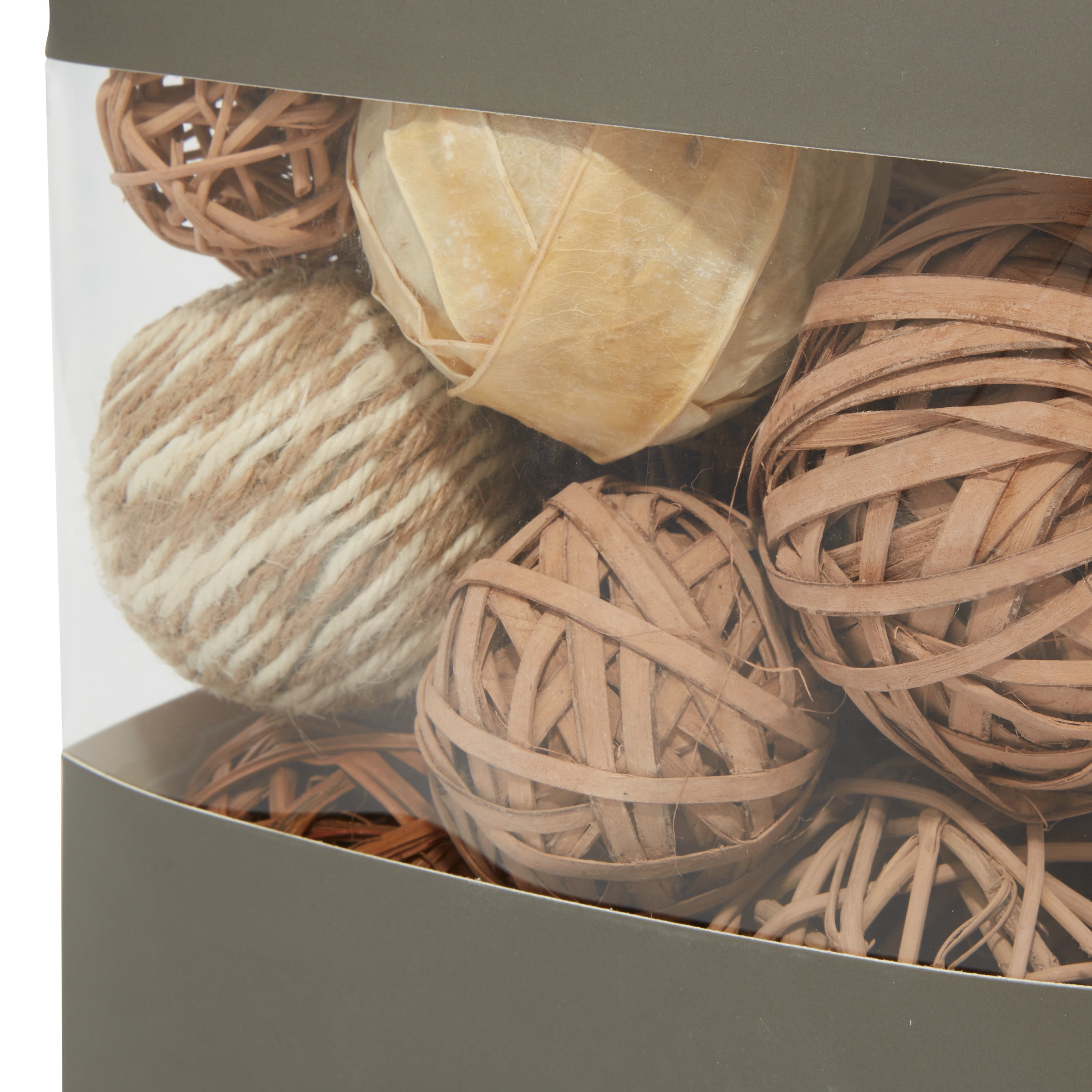 DecMode Brown 7" Handmade Wood Orbs & Vase Filler with Varying Designs (2 Count)