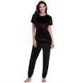 thumbnail image 2 of Purcoar Women Tracksuit Outfit Short Sleeve Velour Sweatshirt Set, 2 of 5