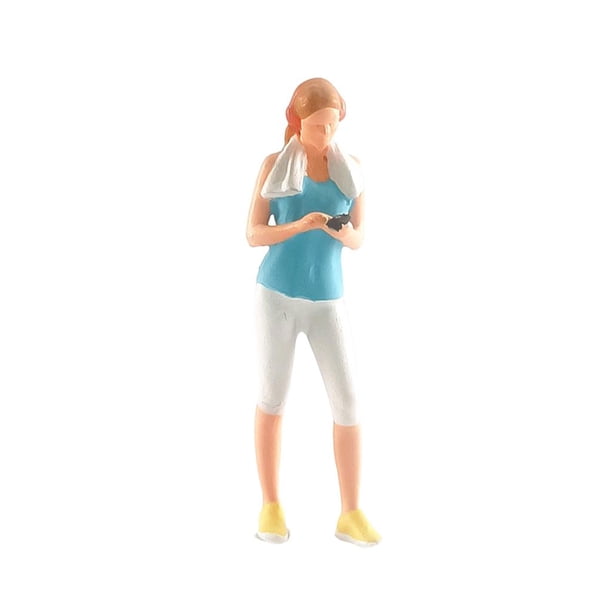 Figura pintada a escala 1/64, modelo de escena callejera de personaje de mujer fitness Celular Blue Play