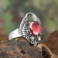 thumbnail image 3 of HIJONES Men's Round Gemstone Stainless Steel Ring Vintage Personalized Hip Hop Jewelry Red Size 7, 3 of 4