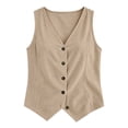 thumbnail image 5 of Inverlee Vest Tops for Women Sleeveless V Neck Button Front Corduroy Tank Top Casual Lightweight Daily Office Wear Khaki XXL, 5 of 6