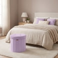 thumbnail image 5 of LEDREM Storage Ottoman, Velvet Vanity Chair with Storage, Folding Foot Rest, 18.5 x 18.5 x 17.7 Inches, Purple, 5 of 8