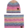 thumbnail image 1 of Classic Warm Fall Winter Hat - Soft Warm Foldable Leopard Cuff Ribbed Knit Color changing and plush two-piece set, 1 of 5