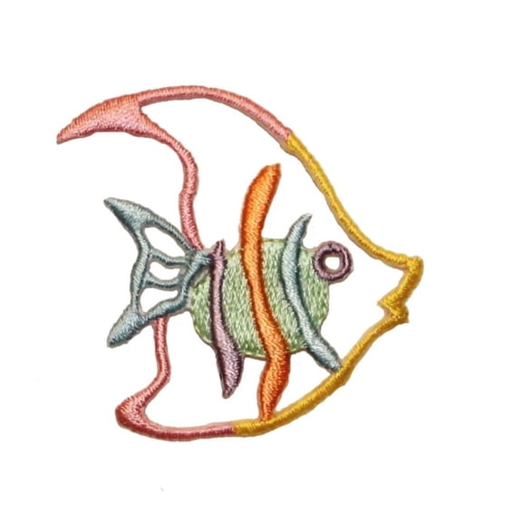 ID 0223 Tropical Fish Outline Patch Craft DIY Embroidered Iron On Applique Patch