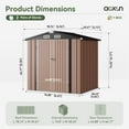 thumbnail image 2 of Aoxun 6 x 4 ft Outdoor Metal Storage Shed with Lock, Galvanized Metal Shed with Air Vents, Brown, 2 of 9