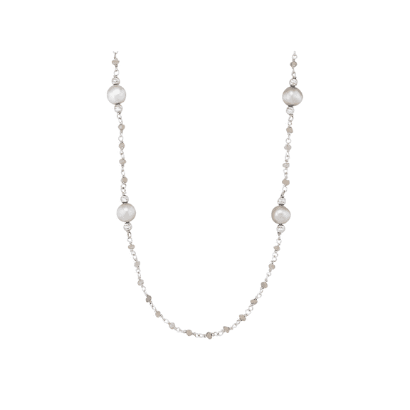 Women's Welry 8-9mm Freshwater Grey Pearl & Natural Spinel Necklace in Sterling Silver, 36.5"