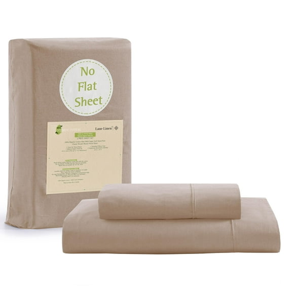 Sábana bajera ajustable LANE LINEN Twin XL, 100% algodón orgánico, color topo