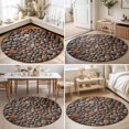 thumbnail image 5 of Stones 6ft Non Slip Round Area Rug Abstract Multi Colored Cobblestones Stones Photo Washable&nbsp;Soft Area Rugs for Living Room, Indoor&nbsp;Circle Carpet for Bedroom Dining Room Kitchen, 5 of 9
