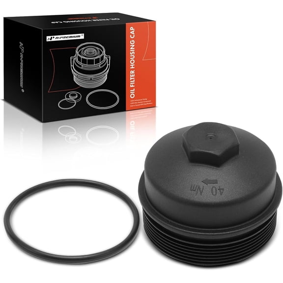 A-Premium Oil Filter Housing Cap Assembly Compatible with Ford F-250 F-350 F-450 F-550 Super Duty, 2005-2007 6.0L, 2008-2010 6.4L, Diesel, Oil Filter Housing Cover
