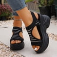 thumbnail image 4 of Xfvqtps Sandals for Women Knit Wedge Heel Peep Toe Comfortable Slip on Breathable Casual Shoes for Women Outdoor Wear, 4 of 9