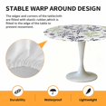 thumbnail image 2 of Elastic Fitted Round Tablecloth, Grey Green Botanical Waterproof Stretch Table Cover for 55"-60" Tables, Watercolor Spring Floral Summer Leaf Washable Outdoor Tablecloths for Patio, Picnic, Camping, 2 of 9