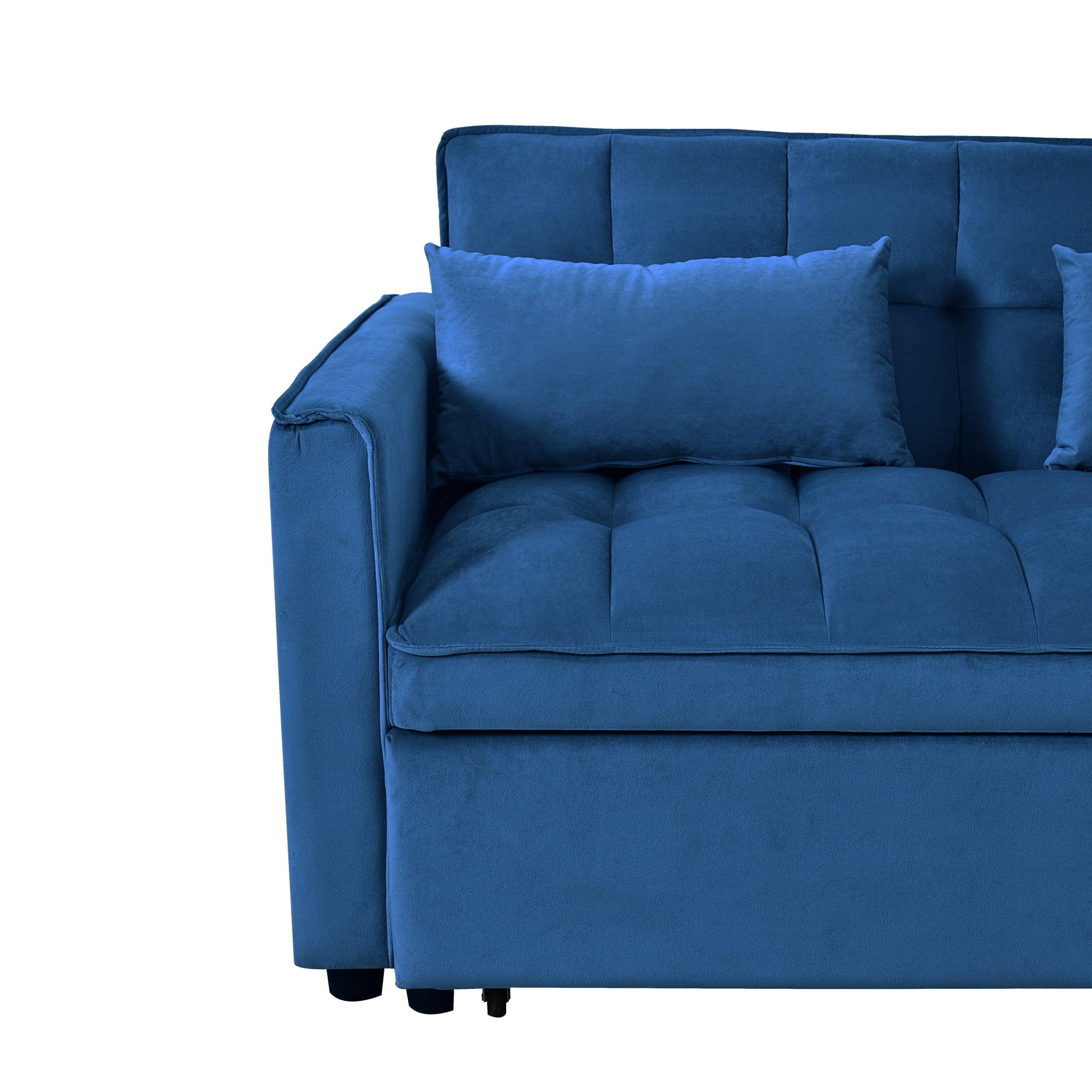 Convertible Sofa Bed,3-in-1 Sleeper Sofa with Pull Out Bed,Sleeper Futon Couch Loveseat with Adjsutable Backrest and Pillows for Living Room,Blue