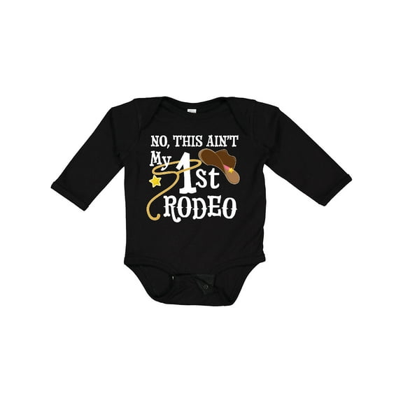 Inktastic No, This Ain't My 1st Rodeo Cowboy Hat and Lasso Boys or Girls Long Sleeve Baby Bodysuit