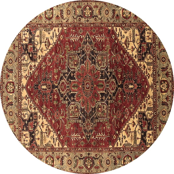 Ahgly Company Indoor Round Oriental Brown Industrial Area Rugs, 5' Round