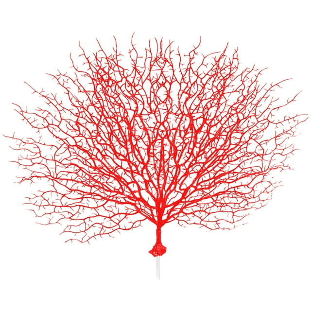 Plantas artificiales de plástico con ramas de coral realistas y flores falsas. Rojo (sin base)