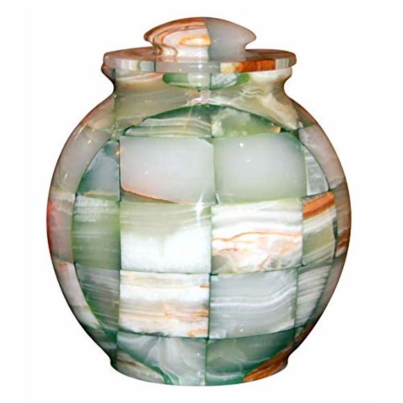 Adult Cremation Urn for Human Ashes - Natural Marble Cremation Urn with Green Design - Adult Size - 220 cu. in.