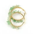 thumbnail image 1 of Nvzi Pendientes de piedra natural personalizados, pendientes de aro grande dorados con aros de cristal de piedra natural con cordón (verde), 1 of 5