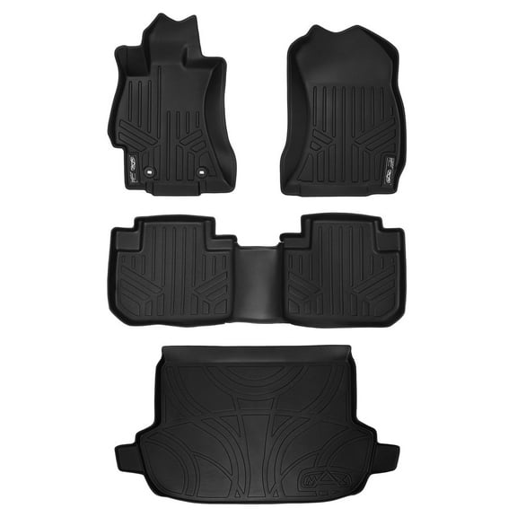 SMARTLINER Custom Fit Floor Mats and Cargo Liner Set Black Compatible With 2014-2018 Subaru Forester