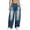 Dark Blue, variant on Atkumj Womens Ripped Jeans Fashion Baggy Button-Zip Fly Low Waisted Jeans Vintage Wash Long Length Jeans Wide Leg Women with Pockets S