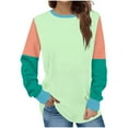 thumbnail image 2 of Xcmzpl Womens Sweatshirts Cute Color Block Round Neck Sweatshirt Fashion Sweater Tops Workout Long Sleeve Shirts Fall Clothes, 2 of 5