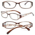thumbnail image 3 of KOOSUFA Womens Floral Color Reading Glasses 1.50 Quality Rectangle Readers Eyeglasses Eyewear Brown, 3 of 7
