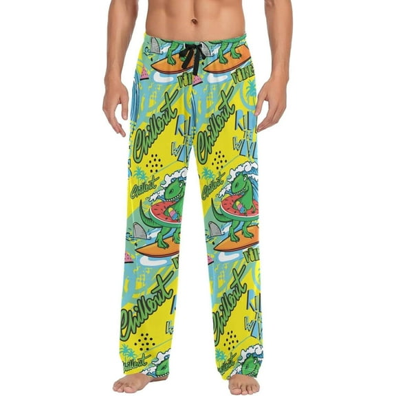 GZHJMY Dinosaur Pajama Pants for Men, Lounge Pants Lightweight Men Pajama Bottoms with Drawstring Pockets, Christmas New Year Birthday Gifts, Large
