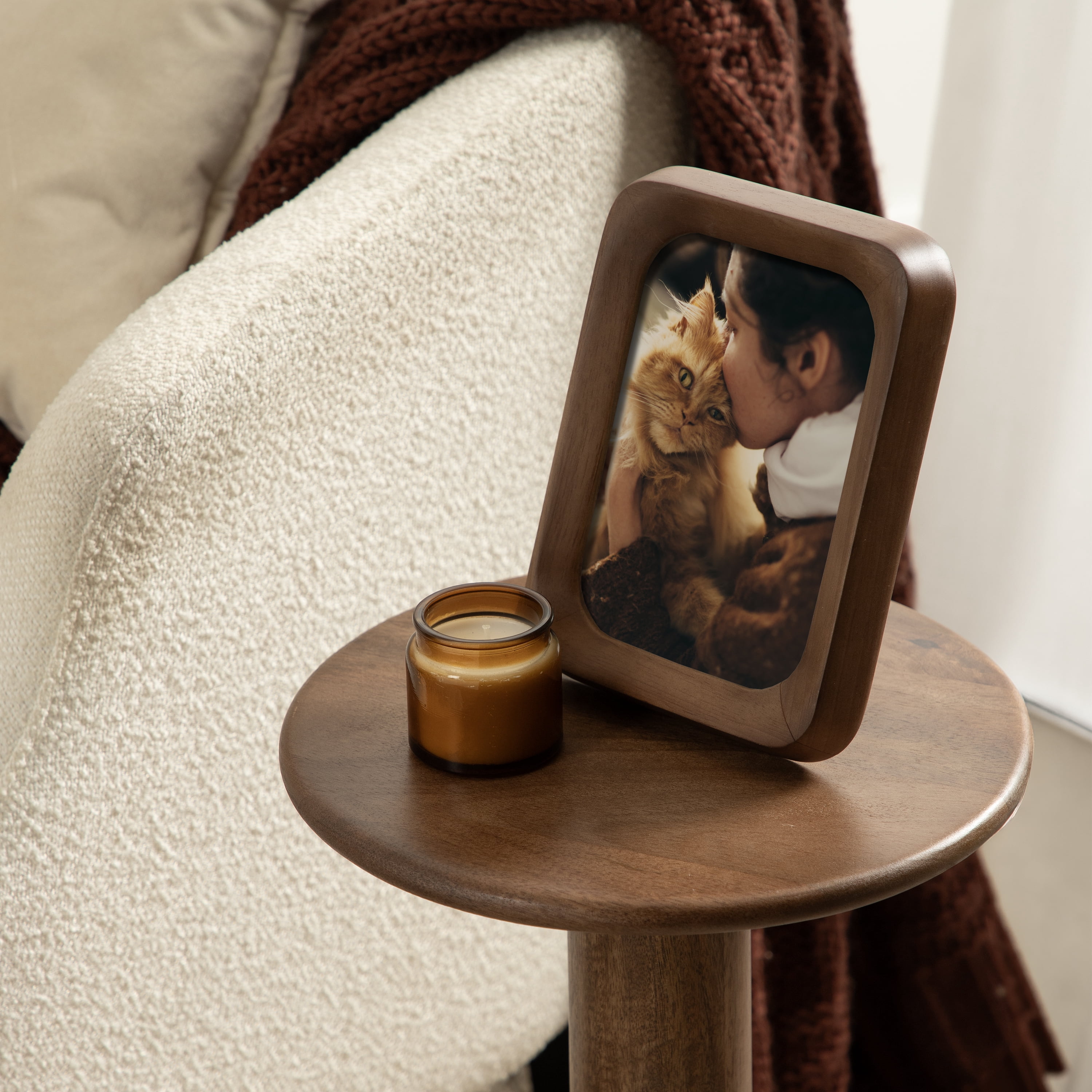 DesignOvation – 5x7 Picture Frame – Shaped Medium Walnut Tabletop Photo Frame