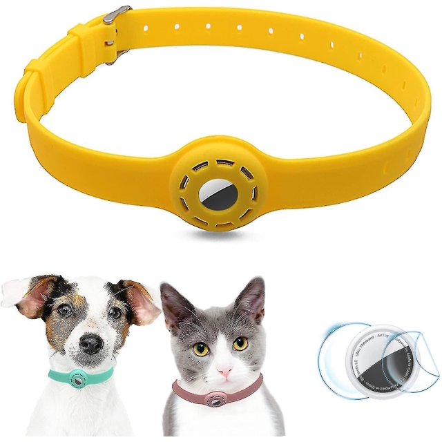 Soporte para Collar de perro Airtag Collar de gato Airtag con 1 película protectora Hd 9-19,5 pulgadas collares de perro de silicona suave