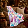 thumbnail image 3 of Abstract Hand-Painted Watercolor Egg Motif, Festive autumn celebration Scene, Warm Flannel Blanket for Living Room and Family Room, Art Lovers autumn celebration Gift, Festive Home Decor, 3 of 9