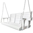 thumbnail image 4 of Fortune Candy 3 Person Outdoor Wood Hanging Swing, Heavy Duty 880 lbs Wood Porch Swing, White-5ft, 4 of 8