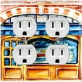 thumbnail image 1 of Metal Light Switch Wall Plate Outlet Cover (Coffee Mocha Espresso Shop Vintage Store Front - Double Duplex), 1 of 2
