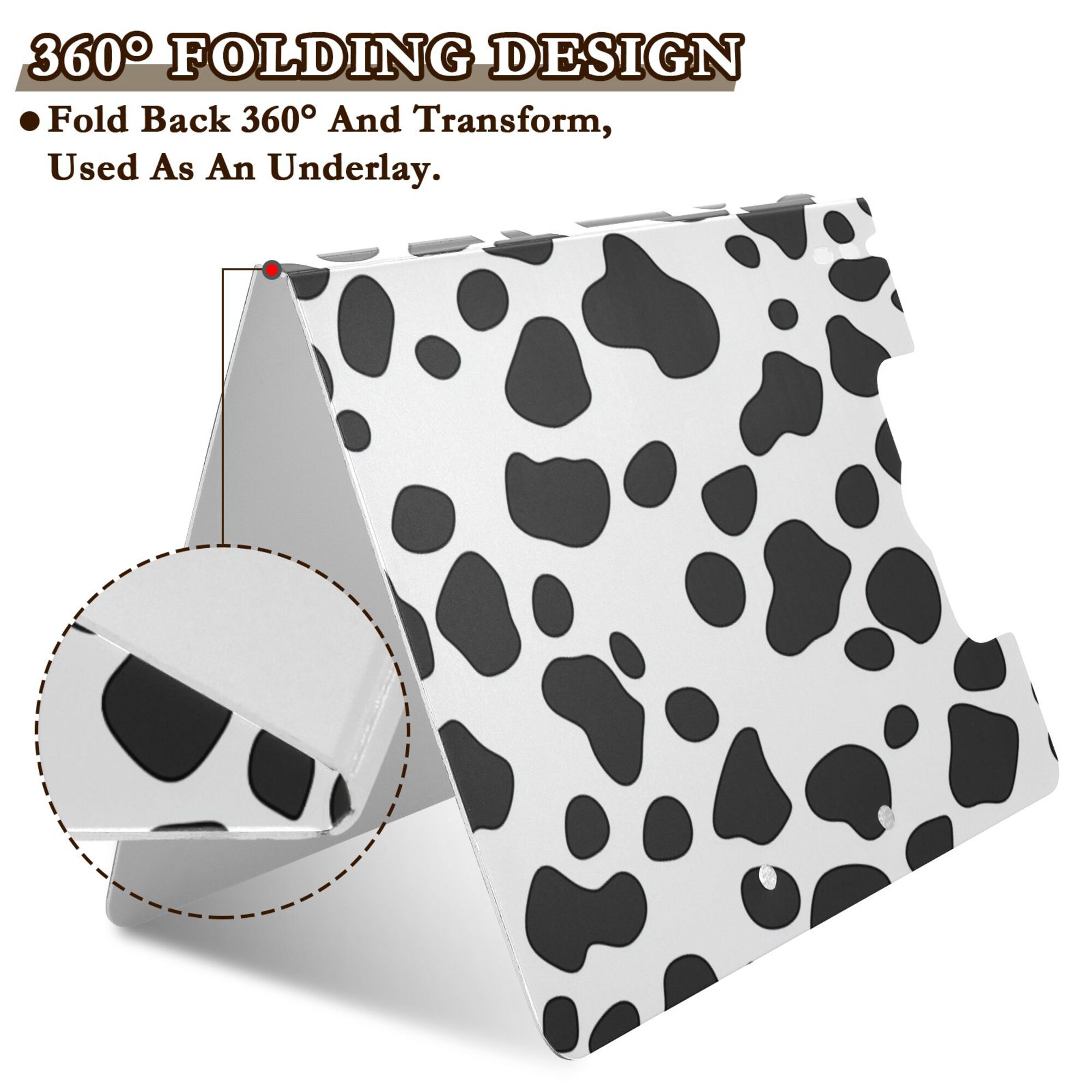 FORMRS A4 Clipboard Folder with Pen Holder Horizontal Foldable School Office Binder, Cow Spots