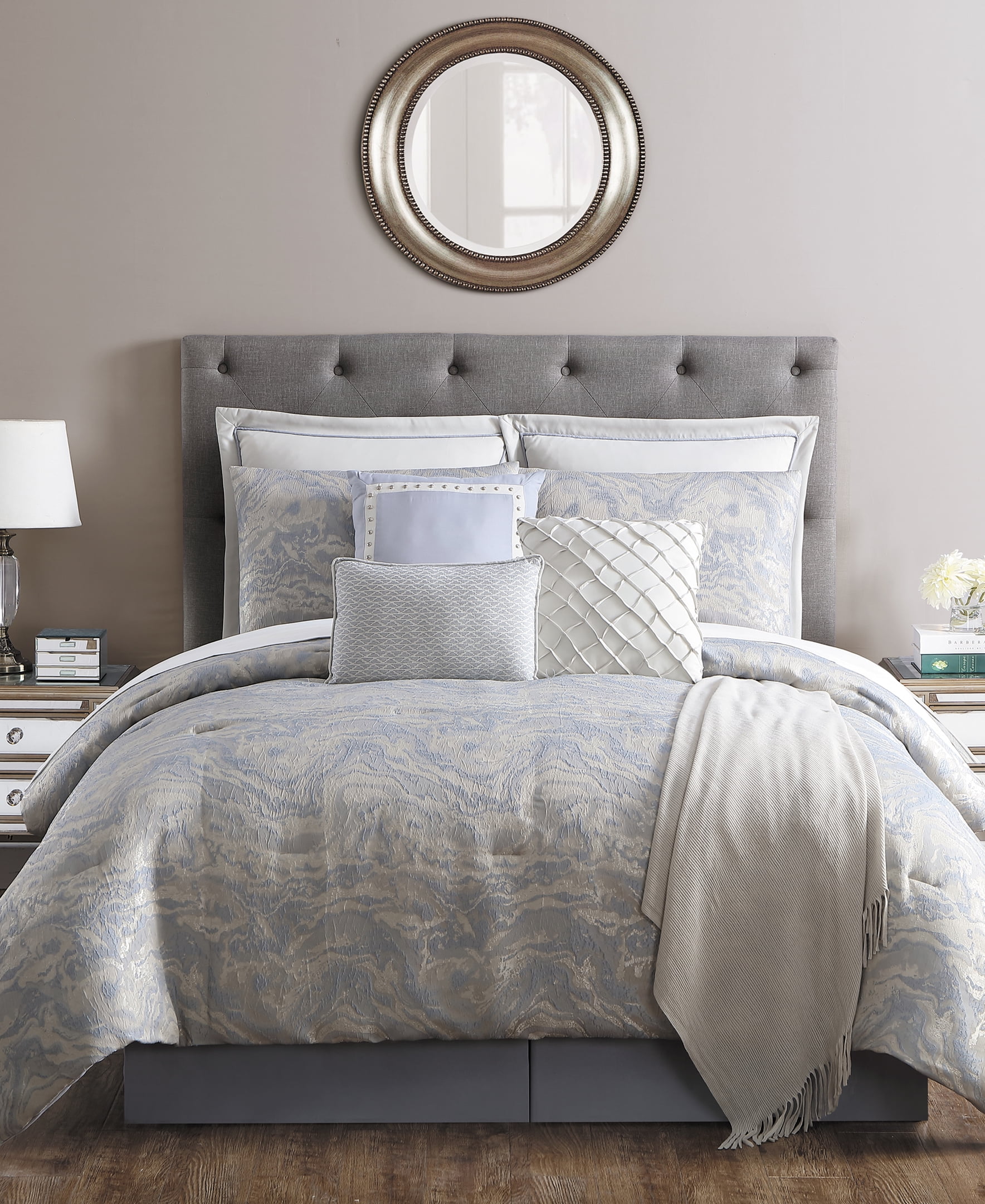 VCNY Home Cosmo Jacquard Marble Comforter Set, Full, Grey