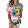 thumbnail image 1 of Hauts pour Femmes Décontractés Été Manches Courtes Tunique Ample T-Shirts Habillés Henley Col Rond Mode Imprimé Blouses Basiques, 1 of 4