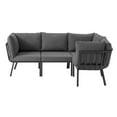 thumbnail image 1 of Lounge Sectional Sofa Chair Set, Aluminum, Metal, Steel, Grey Gray, Modern Contemporary Urban Design, Outdoor Patio Balcony Cafe Bistro Garden Furniture Hotel Hospitality, 1 of 10