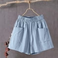 thumbnail image 7 of Bxsruta Women's Cotton Shorts High Waist Loose Fit Elastic Waistband Wide Leg with Pockets for Summer Casual Lounge, 7 of 7