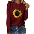 thumbnail image 2 of Women's O Neck Sunflower Print Long Sleeve Sweatshirt, 2 of 3