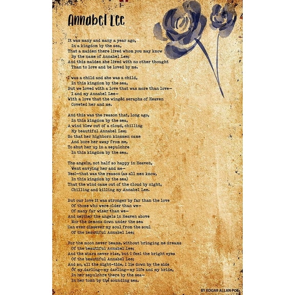 Annabel Lee Poem poster  Wall Art   Poster Landscape Decorative  Artwork Modern  poster
