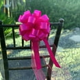 thumbnail image 3 of Fuchsia Rose Pink Wedding Pull Bows with Tulle Tails - 8" Wide, Set of 6, Easter, Breast Cancer Awareness, Christmas, Valentine's Day, 3 of 4
