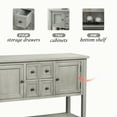 thumbnail image 4 of 46"x15"x34" Console Table with 4 Storage Drawers, Wood Buffet Sideboard Desk with 2 Cabinets and Bottom Shelf, Retro Wood Console Table Storage Cabinet for Dining Room Entryway, Antique Gray,L2470, 4 of 11