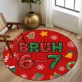 thumbnail image 2 of Round Area Rugs Collection 8 Ft, Red Christmas Non-Slip Residential Carpet, Xmas Trees Snowmans Snowflakes Gifts Cartoon Indoor Crawling Mats Runner Rugs for Living Room/Dining Room/Bedroom, 2 of 8