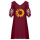 thumbnail image 5 of Vestidos de manga corta con hombros descubiertos y encaje con cuello en V estampado sexy de verano para mujer Fridja bnh5358, 5 of 9