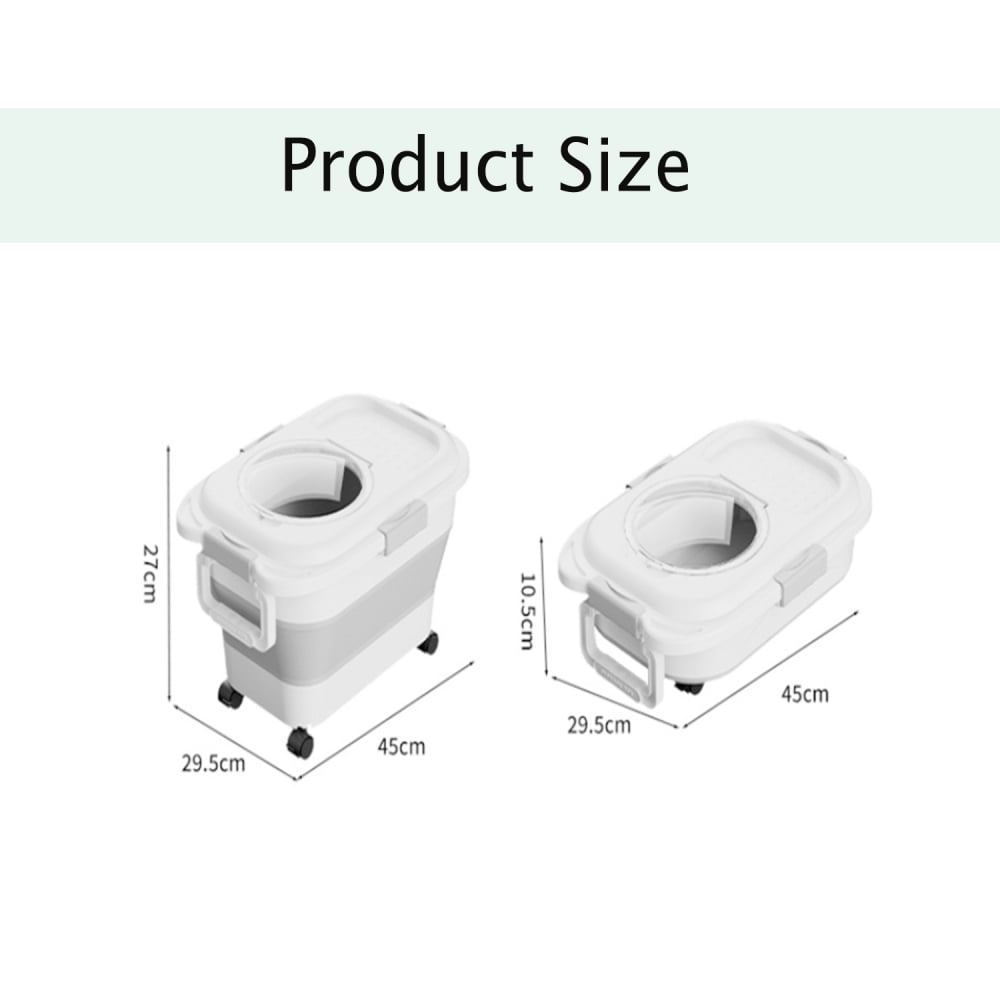 Sealable Plastic 10-15 Lbs Dog Pet Cat Bird Seed Kitchen Pantry Holder Bin Bucket with Rolling Wheel,Collapsible Dog Food Storage Container, Airtight 20-25 Lbs Rice Cereal Flour Sugar Containers